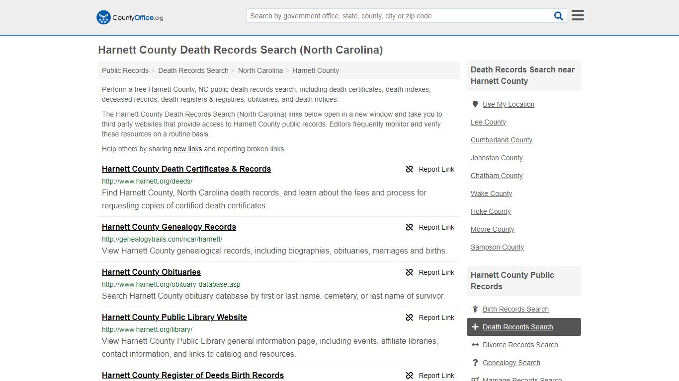 Death Records Search - Harnett County, NC (Death ...